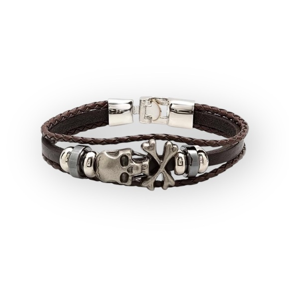Steeltime ☠︎︎ Skull + Crossbones Braided Multi Wrap Leather ☠︎︎
Black Brown ☠︎︎ - Picture 15 of 16